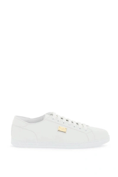 Dolce & Gabbana Calfskin Leather Saint Tropez Sneakers In White
