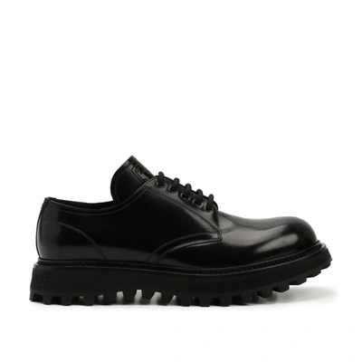 Dolce & Gabbana Shiny Black Leather Lace-up Shoes