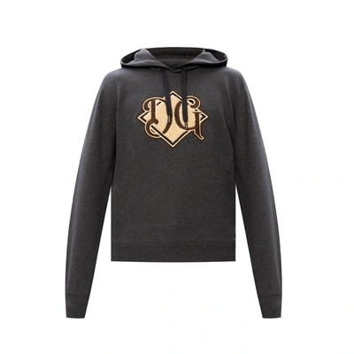 Dolce & Gabbana Grey Logo Cotton Hooded Sweatshirt Jumper