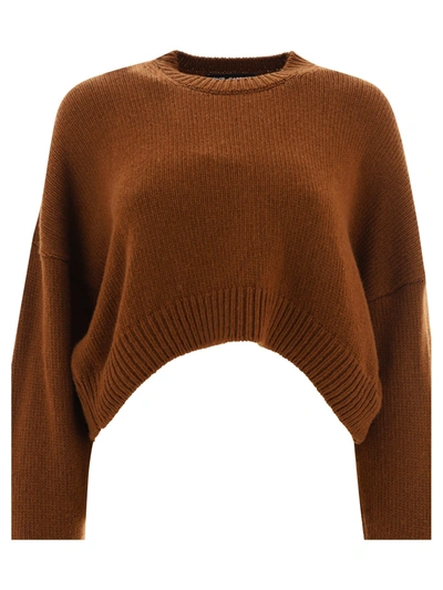 Dolce & Gabbana Logo Plaque Sweater In Brown