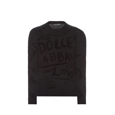 Dolce & Gabbana Logo Wool Jumper In Black
