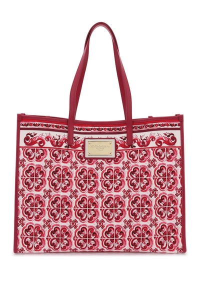 Dolce & Gabbana Majolica Large Shopping Bag In Multicolor