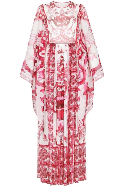 Dolce & Gabbana Tile-print Silk Chiffon Maxi Dress In Multicolor