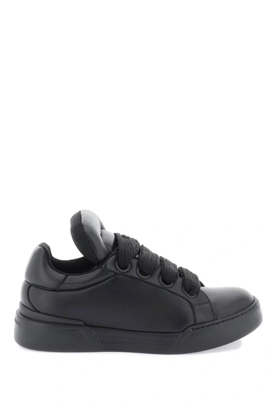 Dolce & Gabbana Black Leather Mega Skate Sneakers