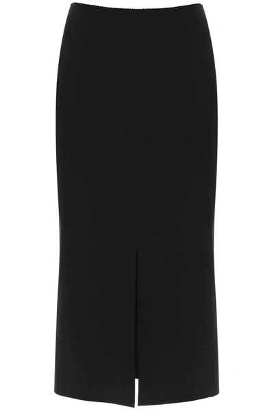 Dolce & Gabbana Punto Milano Longuette Pencil Skirt In Black