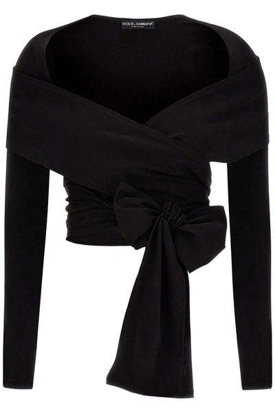 Dolce & Gabbana Jersey Milano Rib Shrug In Black