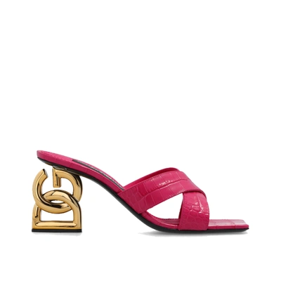 Dolce & Gabbana Mules Mit Kroko-effekt In Pink