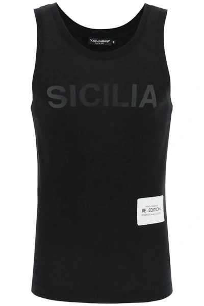 Dolce & Gabbana Logo-patch Cotton Vest In Nero