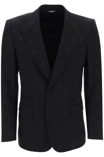 Dolce & Gabbana Sicilia Single-breasted Monogram Jacket In Black
