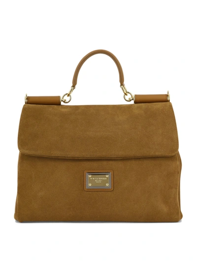Dolce & Gabbana Camel Calf Leather Sicily Bag In Brown