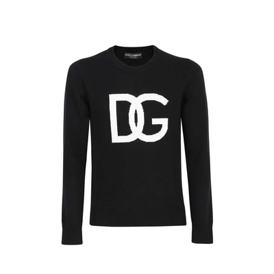 Dolce & Gabbana Wool Logo Jumper In Black