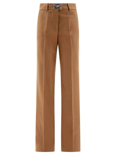 Dolce & Gabbana Camel Wool Pants In Brown