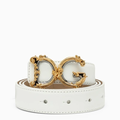 Dolce & Gabbana Baroque Dg White Belt