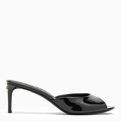 Dolce & Gabbana Patent Leather Mules In Black