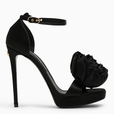 Dolce & Gabbana 105mm Keira Satin Platform Sandals In Black