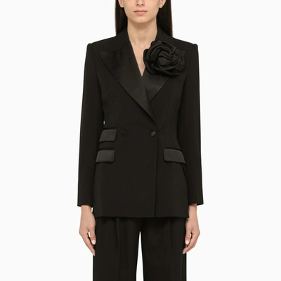 Dolce & Gabbana Flower Application Blazer In Black