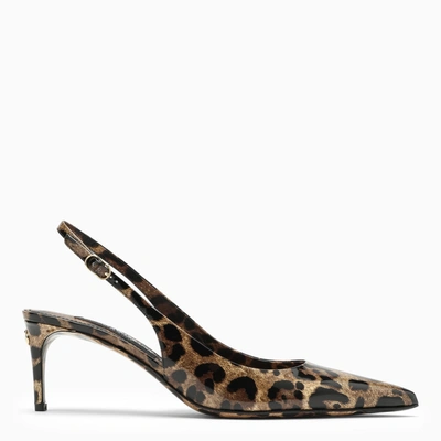 Dolce & Gabbana Luxurious Leopard Printed Slingback Pumps For Women In Lavender