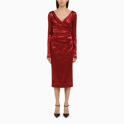 Dolce & Gabbana Draped Dress In Red