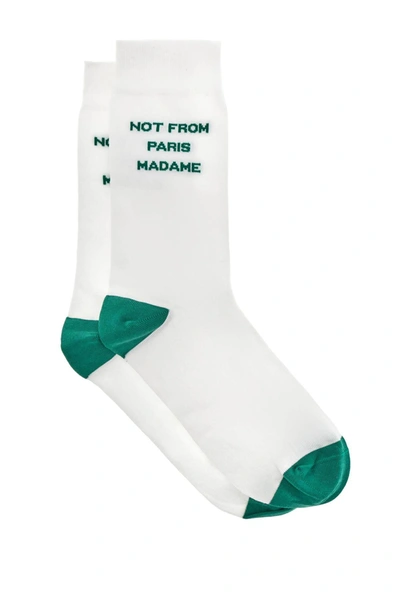 Drôle De Monsieur Motif-print Cotton-blend Socks In White, Green