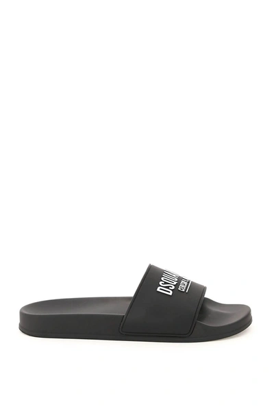 Dsquared2 Rubber Slide Sandals In Black