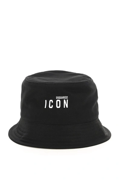 Dsquared2 'icon' Bucket Hat In Black Cotton