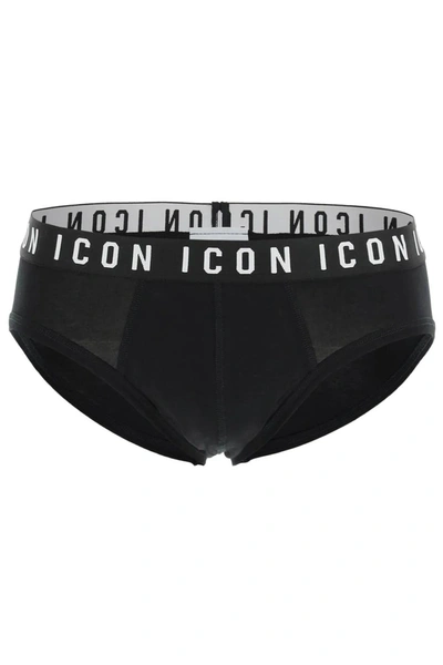 Dsquared2 Icon-waistband Briefs In Black