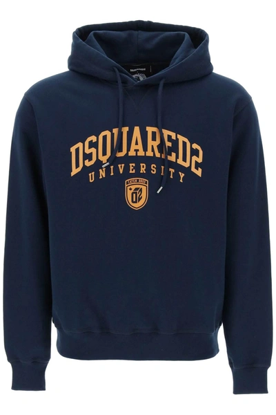 Dsquared2 University 印花抽绳连帽衫 In Blue