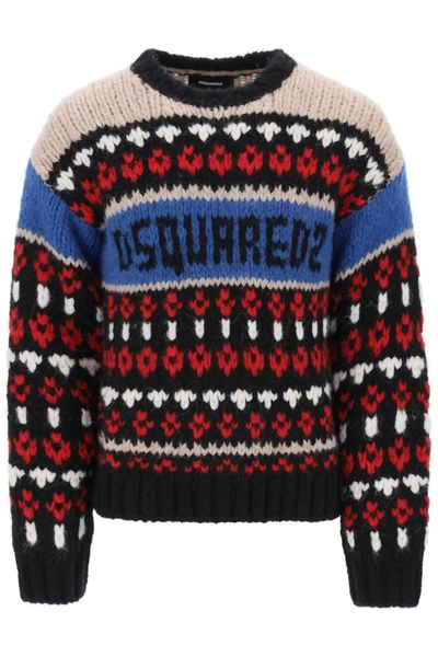 Dsquared2 Multicolor Cable Knit Sweater