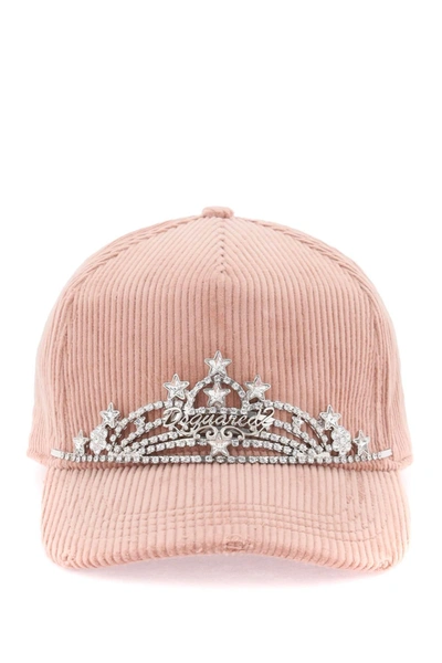 Dsquared2 Baseball Cap With Built-in Tiara In Pink
