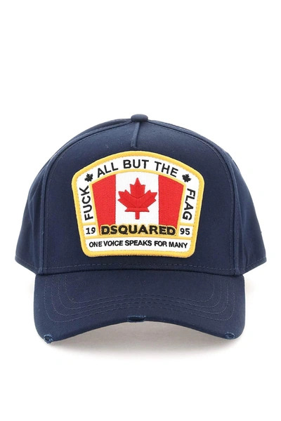 Dsquared2 Canadian Flag Baseball Cap  Blue Cotton