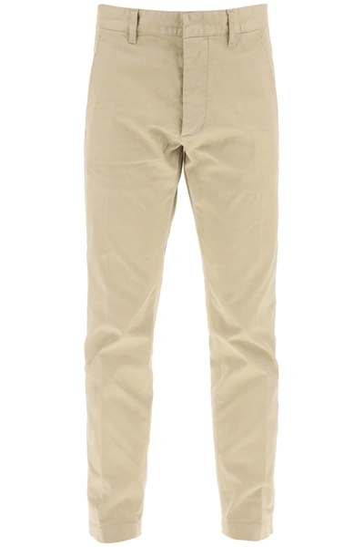 Dsquared2 Cool Guy Pants In Stretch Cotton In Beige