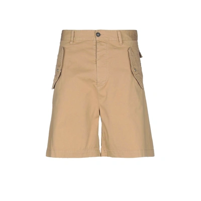 Dsquared2 Stretch Cotton Shorts In Beige