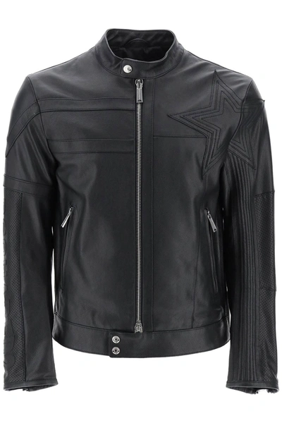 Dsquared2 Leather Biker Jacket In Black