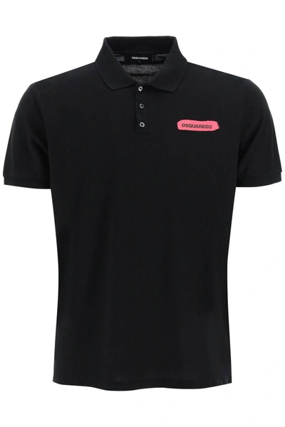 Dsquared2 Logo Polo Shirt In Black