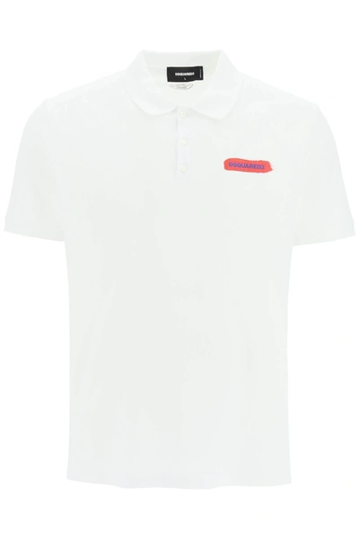 Dsquared2 Tennis Logo Cotton Polo In White