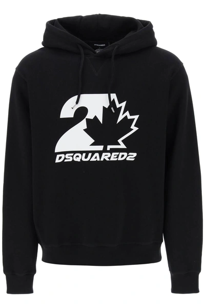 Dsquared2 Printed Cotton Jersey Hoodie In Negro