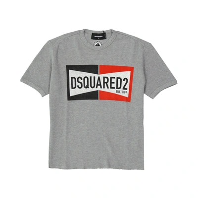 Dsquared2 Logo-print Waffle-knit T-shirt In Gray