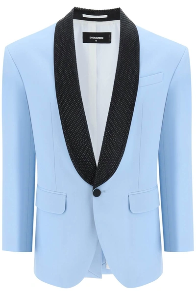 Dsquared2 Crystal-embellished Single-breasted Blazer In Blue