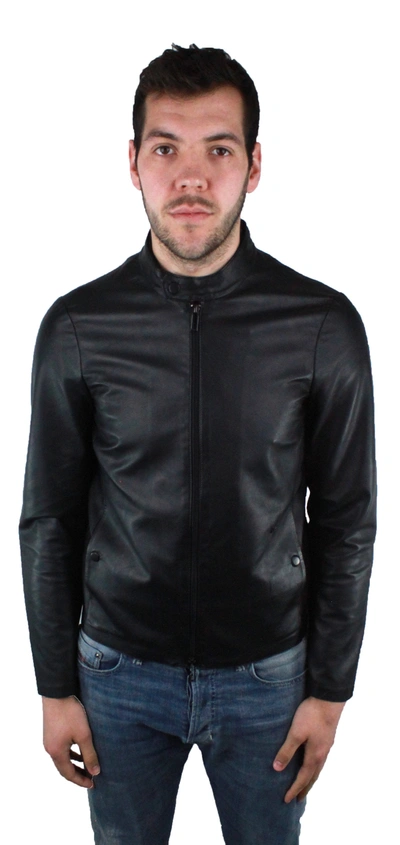 Emporio Armani Leather Jacket In Black