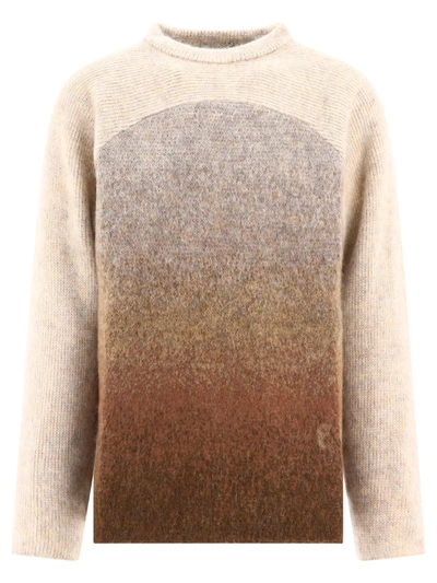 Erl Gradient Mohair Blend Knit With Relaxed Silhouette In Brown