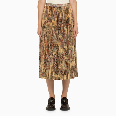 Etro Pleated Paisley-print Crepe Midi Skirt In Multicolor
