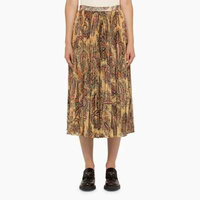 Etro Pleated Paisley-print Crepe Midi Skirt In Pink