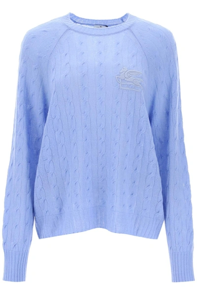 Etro Cashmere Sweater With Pegasus Embroidery In Multicolor