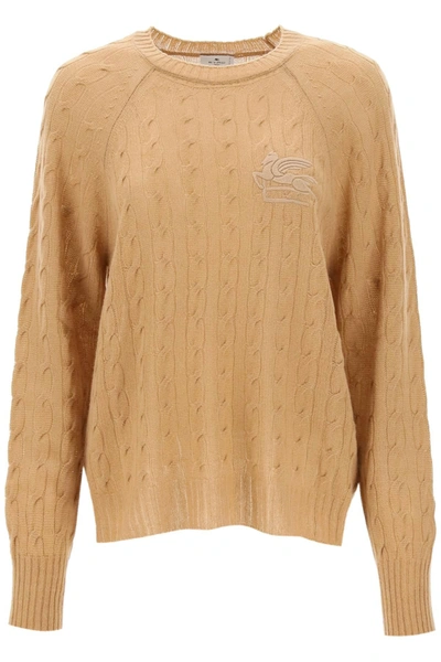 Etro Sweater Treccia Logo In Beige