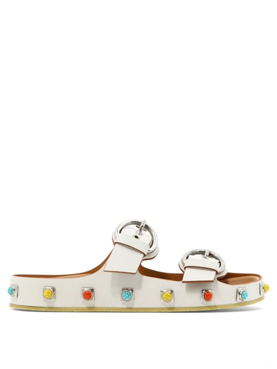 Etro Woman Chalk Leather Crown Me Slippers In White