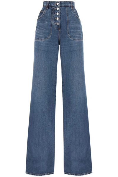 Etro Embroidered Denim Flared Jeans In Blue