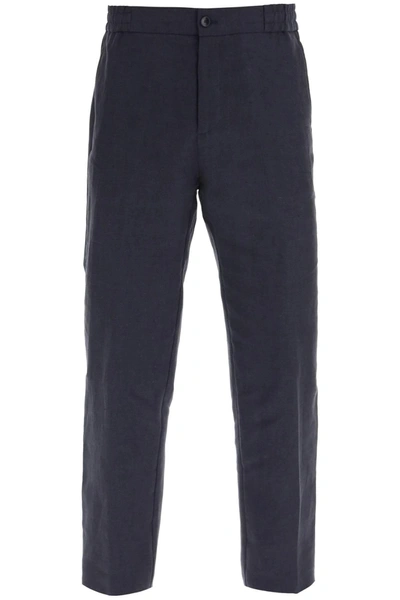 Etro Stretch Linen Trousers In Blue