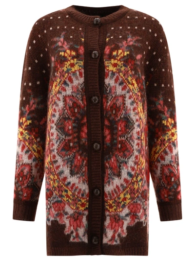 Etro Jacquard Cardigan In Multicolore