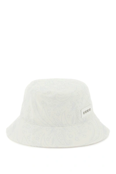 Etro Paisley Bucket Hat In White,grey