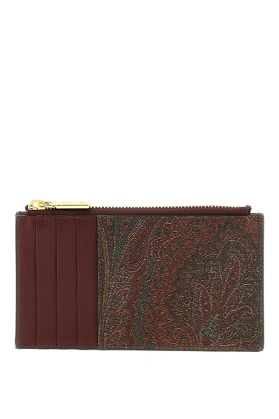 Etro Paisley Pouch With Logo In Red,brown